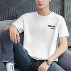 A short-sleeved T-shirt base layer with a round neck is versatile and casual