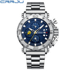 Men's Stainless Steel Quartz Watch with Oversized Dial