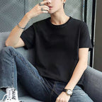 A short-sleeved T-shirt base layer with a round neck is versatile and casual