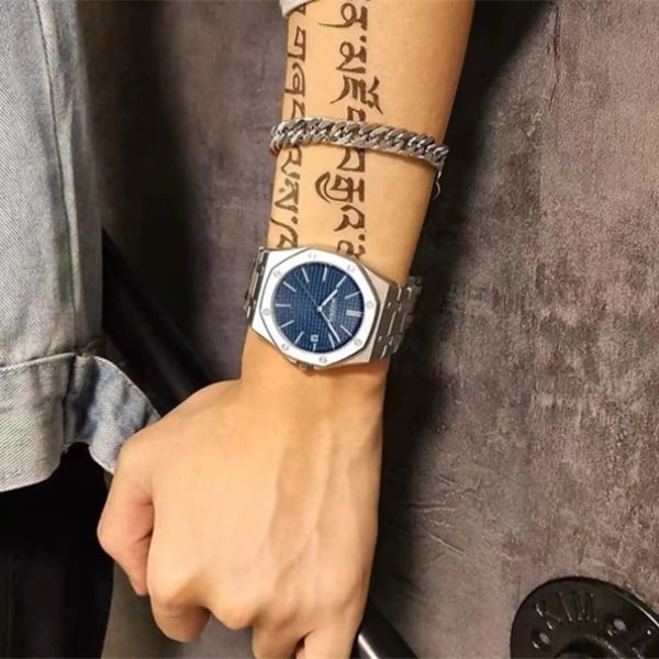 Men's see-through bottom imitation mechanical watches