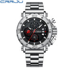 Men's Stainless Steel Quartz Watch with Oversized Dial