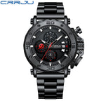 Men's Stainless Steel Quartz Watch with Oversized Dial